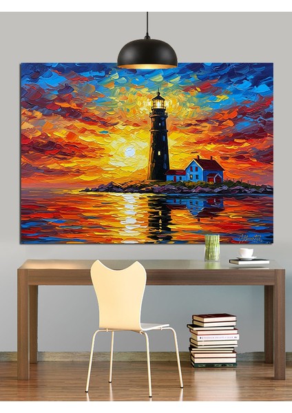 Deniz Feneri Parlak Işık Dekoratif Kanvas - Mdf Ahşap Tablo fırsatları