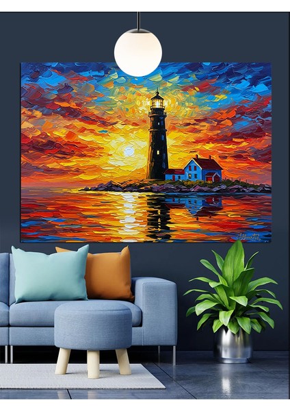 Deniz Feneri Parlak Işık Dekoratif Kanvas - Mdf Ahşap Tablo indirimleri