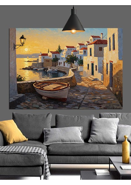 Yunan Adaları Deniz Manzarası Dekoratif Kanvas - Mdf Ahşap Tablo