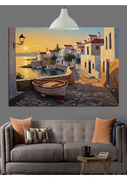 Yunan Adaları Deniz Manzarası Dekoratif Kanvas - Mdf Ahşap Tablo fiyatları