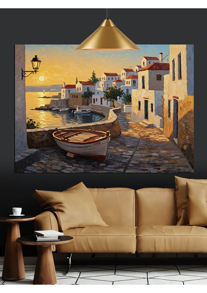 Yunan Adaları Deniz Manzarası Dekoratif Kanvas - Mdf Ahşap Tablo indirimleri