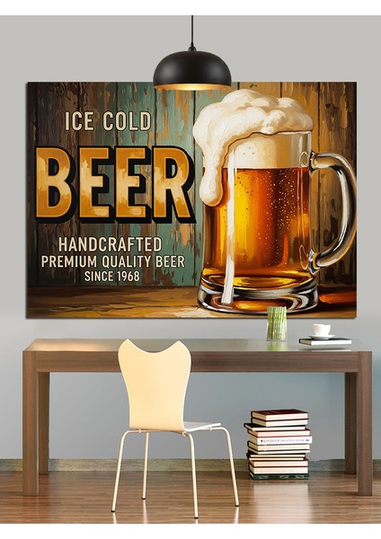 Köpüklü Bira Reklamı Dekoratif Kanvas - Mdf Ahşap Tablo