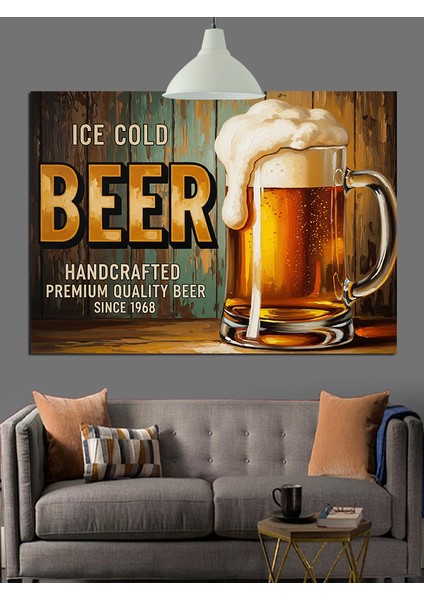 Köpüklü Bira Reklamı Dekoratif Kanvas - Mdf Ahşap Tablo indirimleri