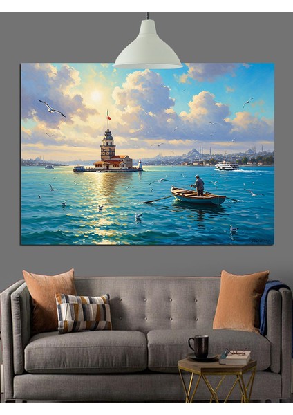 Istanbul Kız Kulesi Deniz Dekoratif Kanvas - Mdf Ahşap Tablo modelleri