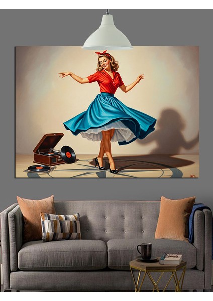 Dans Eden Kız Mavi Elbise Dekoratif Kanvas - Mdf Ahşap Tablo fırsatları