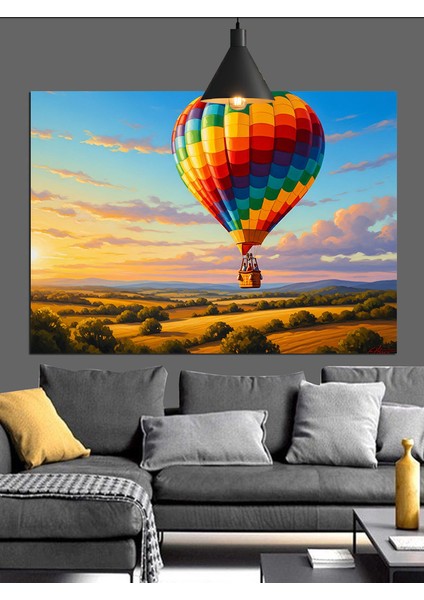 Gün Batımında Sıcak Hava Balonu Dekoratif Kanvas - Mdf Ahşap Tablo fiyatları