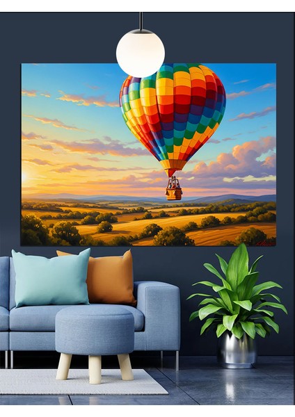 Gün Batımında Sıcak Hava Balonu Dekoratif Kanvas - Mdf Ahşap Tablo indirimleri