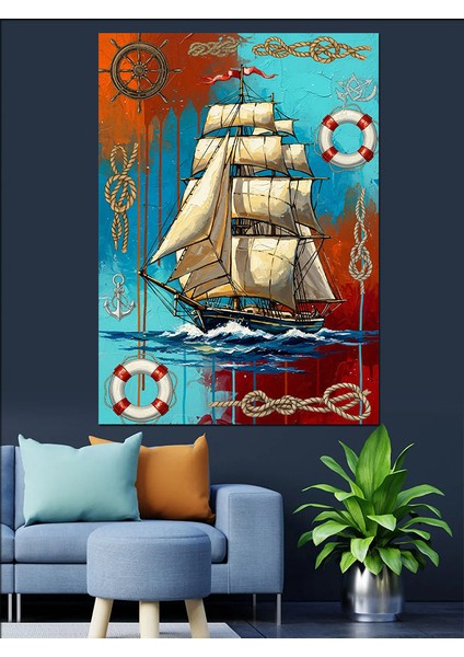 Eski Yelkenli Denizde Seyahat Dekoratif Kanvas - Mdf Ahşap Tablo fiyatları