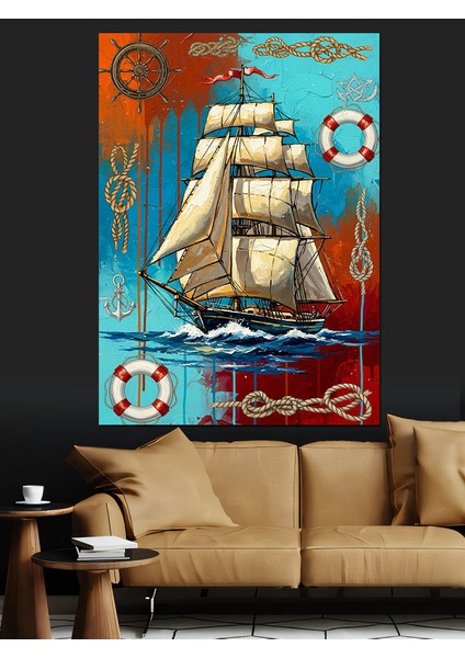 Eski Yelkenli Denizde Seyahat Dekoratif Kanvas - Mdf Ahşap Tablo modelleri