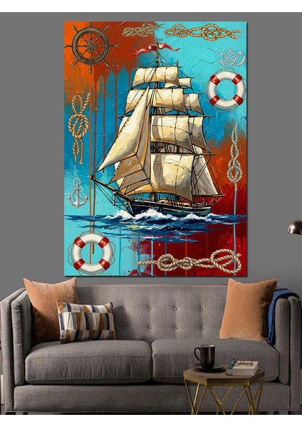 Eski Yelkenli Denizde Seyahat Dekoratif Kanvas - Mdf Ahşap Tablo fırsatları