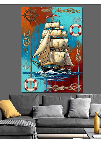 Eski Yelkenli Denizde Seyahat Dekoratif Kanvas - Mdf Ahşap Tablo indirimleri