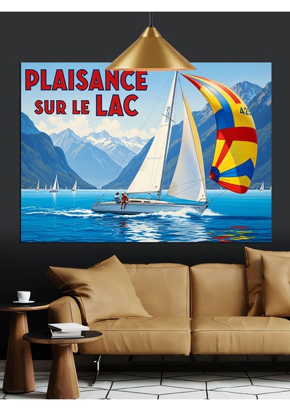 Denizde Yelkenli Tekne Posteri Dekoratif Kanvas - Mdf Ahşap Tablo fiyatları