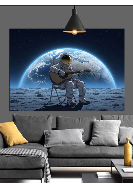 Gitar Çalan Astronot Dekoratif Kanvas - Mdf Ahşap Tablo modelleri