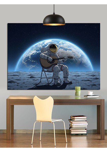Gitar Çalan Astronot Dekoratif Kanvas - Mdf Ahşap Tablo indirimleri