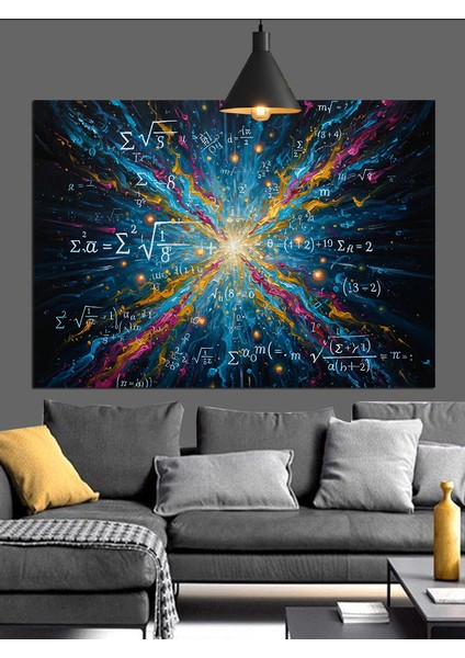 Soyut Parçacıklar Evren ve Formüller Dekoratif Kanvas - Mdf Ahşap Tablo modelleri