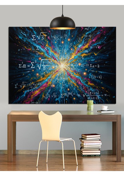 Soyut Parçacıklar Evren ve Formüller Dekoratif Kanvas - Mdf Ahşap Tablo indirimleri