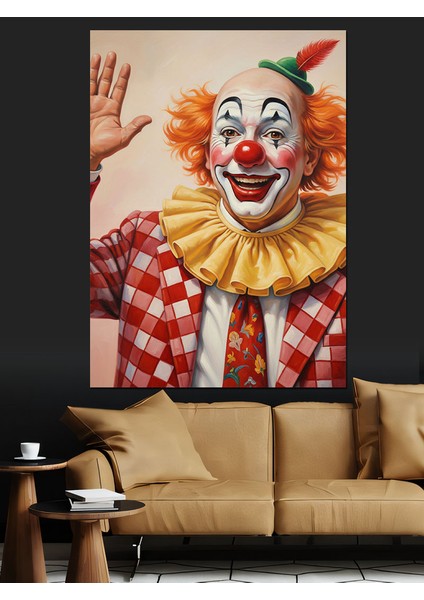 Kırmızı Burunlu Palyaço Komik Dekoratif Kanvas - Mdf Ahşap Tablo fiyatları