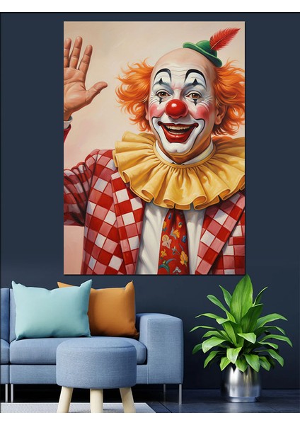 Kırmızı Burunlu Palyaço Komik Dekoratif Kanvas - Mdf Ahşap Tablo modelleri