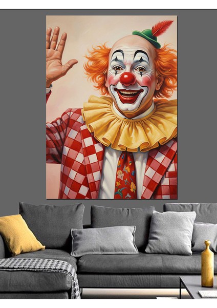 Kırmızı Burunlu Palyaço Komik Dekoratif Kanvas - Mdf Ahşap Tablo indirimleri