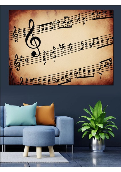 Eski Nota Sayfası Klasik Müzik Dekoratif Kanvas - Mdf Ahşap Tablo