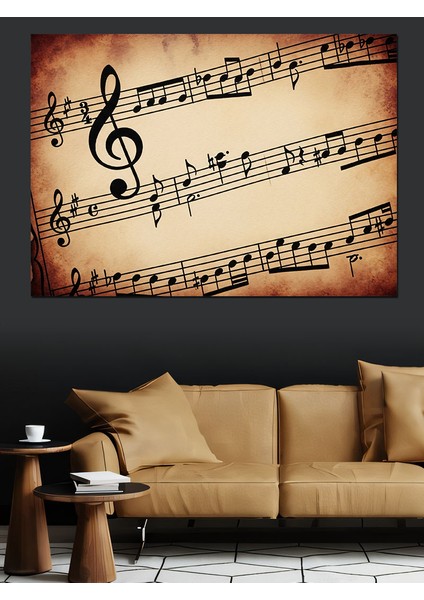 Eski Nota Sayfası Klasik Müzik Dekoratif Kanvas - Mdf Ahşap Tablo indirimleri