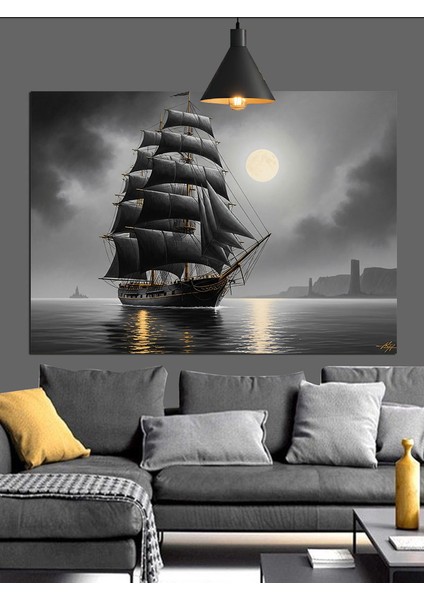 Okyanusta Eski Yelkenli Gemi Dekoratif Kanvas - Mdf Ahşap Tablo modelleri