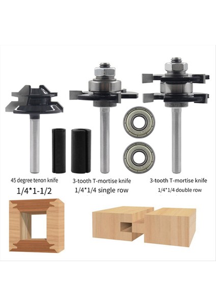 7pcs Ahşap Freze Kesici 45 Derek Tenon Kesici Jigsaw 3-Dot Tip Tip Gravür Makinesi Ahşap Kesici (Yurt Dışından) fiyatları
