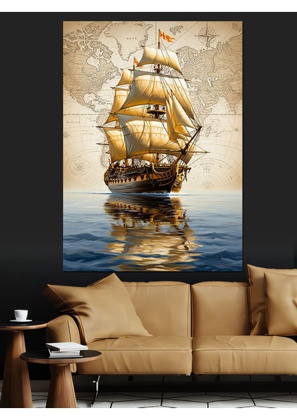 Tarihi Yelkenli Gemi Seyahati Dekoratif Kanvas - Mdf Ahşap Tablo modelleri