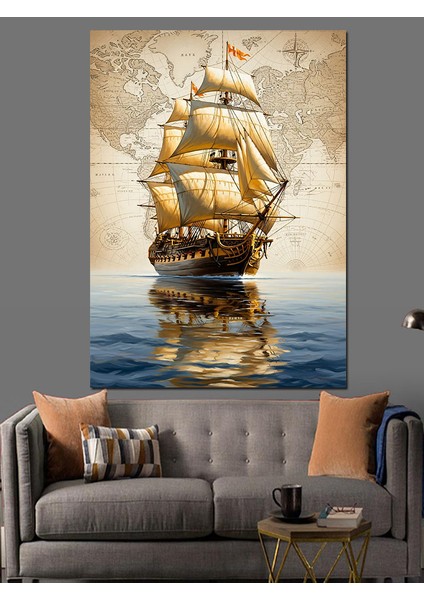 Tarihi Yelkenli Gemi Seyahati Dekoratif Kanvas - Mdf Ahşap Tablo fırsatları