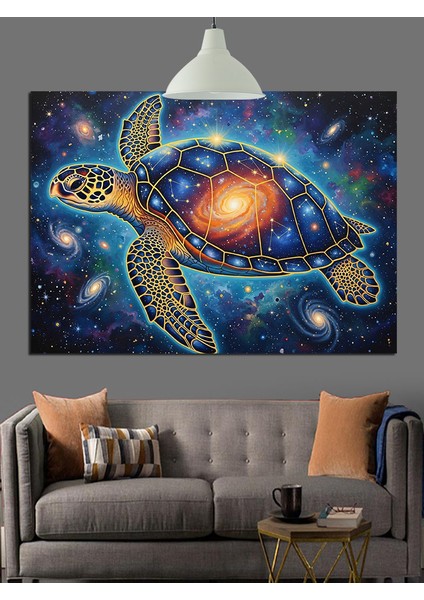 Yıldızlar Içinde Deniz Kaplumbağası Dekoratif Kanvas - Mdf Ahşap Tablo modelleri