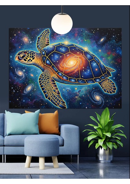 Yıldızlar Içinde Deniz Kaplumbağası Dekoratif Kanvas - Mdf Ahşap Tablo indirimleri
