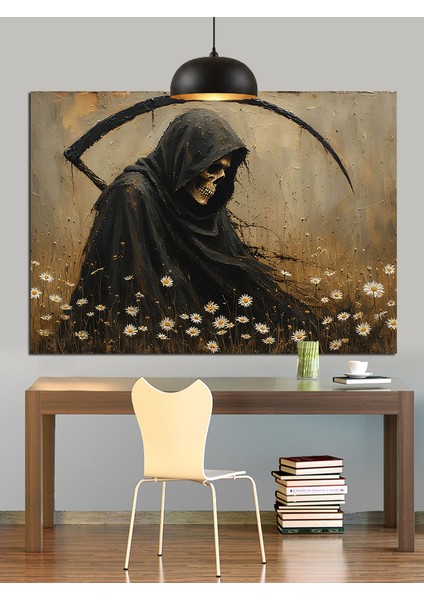 Tırpanlı Ölüm Silüeti Figürü Dekoratif Kanvas - Mdf Ahşap Tablo fiyatları