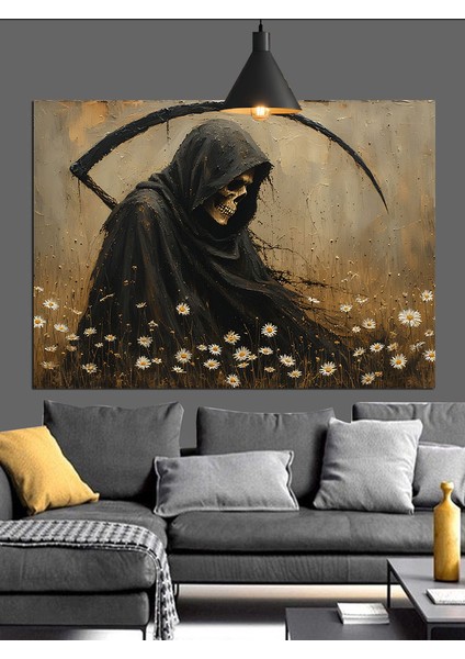 Tırpanlı Ölüm Silüeti Figürü Dekoratif Kanvas - Mdf Ahşap Tablo indirimleri