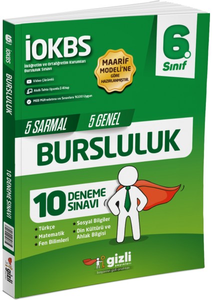 Gizli İOKBS 6.Sınıf Bursluluk 10 Deneme Sınavı Gizli Yayınları fiyatları