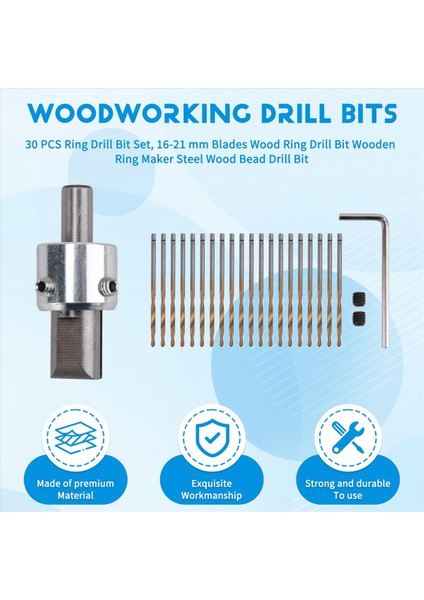 30 Pcs Halka Matkap Bit Seti 16-21 mm Bıçaklar Ahşap Halka Matkap Bit Ahşap Yüzük Maker Çelik Ahşap Boncuk Matkap Bit (Yurt Dışından) fırsatları