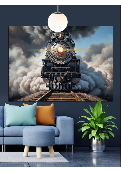Kara Tren Buharlı Makine Dekoratif Kanvas - Mdf Ahşap Tablo fiyatları