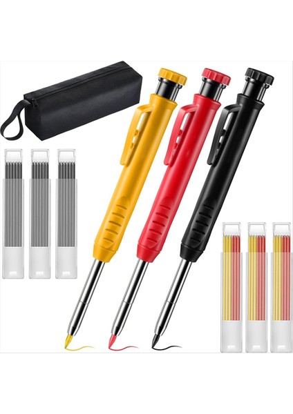 Tuval Kasası ile Ayarlanan Mekanik Marangoz Kalemler Mimar Ahşap Işleme Için Derin Delik Işaretçisi Inşaat Kalemleri (Yurt Dışından)