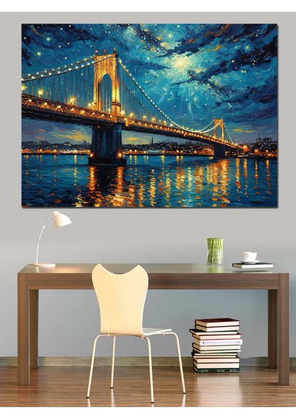Gece Işıklı 15 Temmuz Şehitler Köprü Manzarası Dekoratif Kanvas - Mdf Ahşap Tablo fiyatları