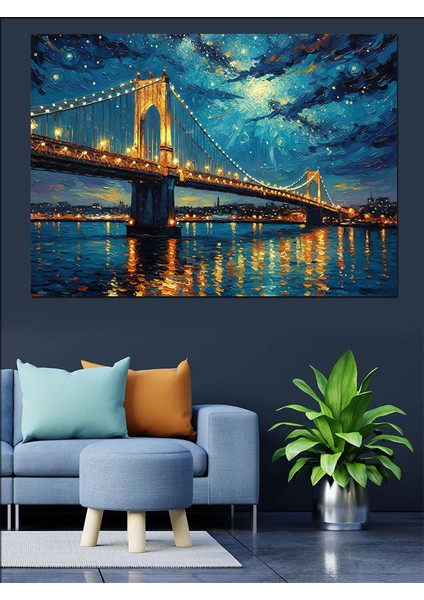 Gece Işıklı 15 Temmuz Şehitler Köprü Manzarası Dekoratif Kanvas - Mdf Ahşap Tablo indirimleri