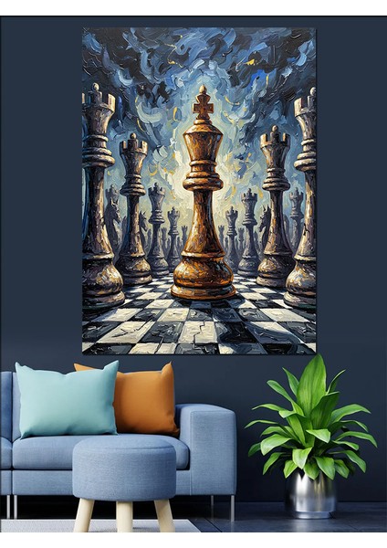 Satranç Tahtası Siyah Beyaz Dekoratif Kanvas - Mdf Ahşap Tablo modelleri