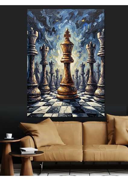 Satranç Tahtası Siyah Beyaz Dekoratif Kanvas - Mdf Ahşap Tablo fırsatları