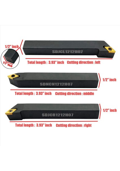 9pcs 1/2 Inç Cnc Torna Karbür Turning Araçları Dizinlenebilir Tutucu Seti SDNCN1212H07 + SDJCL1212H07 + 9pcs DCMT070204 Ekle (Yurt Dışından) fırsatları