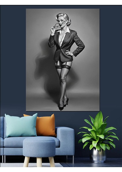 Siyah Beyaz Seksi Kadın Dekoratif Kanvas - Mdf Ahşap Tablo fiyatları
