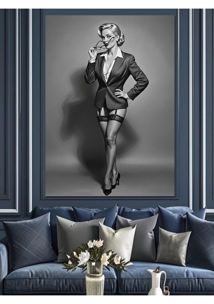 Siyah Beyaz Seksi Kadın Dekoratif Kanvas - Mdf Ahşap Tablo fırsatları