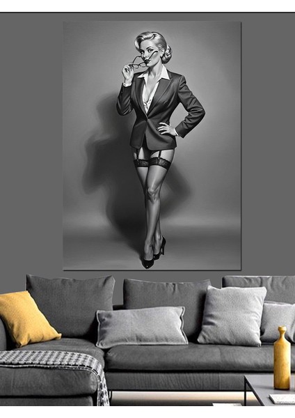 Siyah Beyaz Seksi Kadın Dekoratif Kanvas - Mdf Ahşap Tablo indirimleri