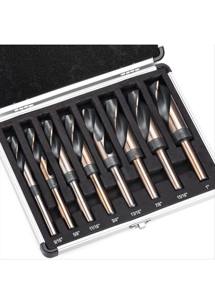 8 Adet Gümüş ve Deming Matkap-Bit Seti Azaltılmış Şaft Matkap Bit Seti 1/2 Inç Çapında Shank 9/16 Inç Ila 1 Inç Boyutlarda (Yurt Dışından) indirimleri