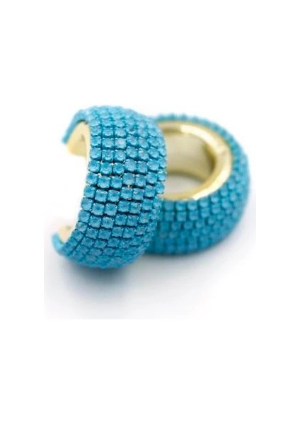 Litaetrend Taşlı Halka Küpe - Mavi