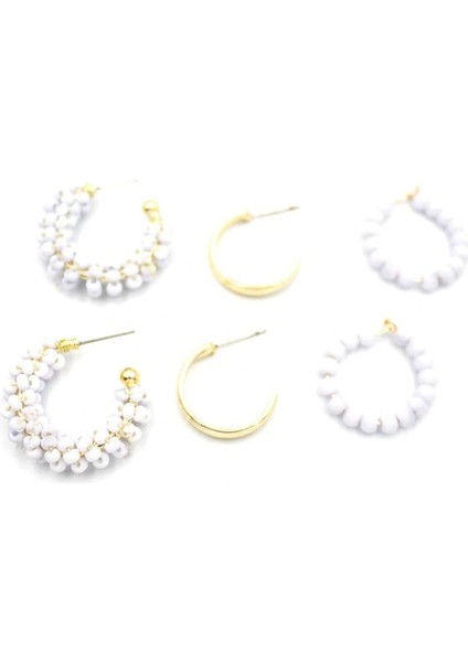 Litaetrend Boncuklu Küpe Seti - Beyaz fiyatları