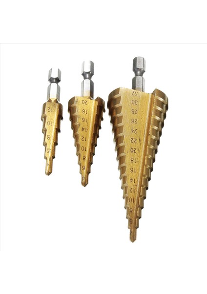 6pc Hss Adım Koni Konik Matkap Bit Set Delik Kesici Metriği 4-12/20/32MM 1/4 Inç Titanyum Kaplamalı Metal Alek Bitler (Yurt Dışından)