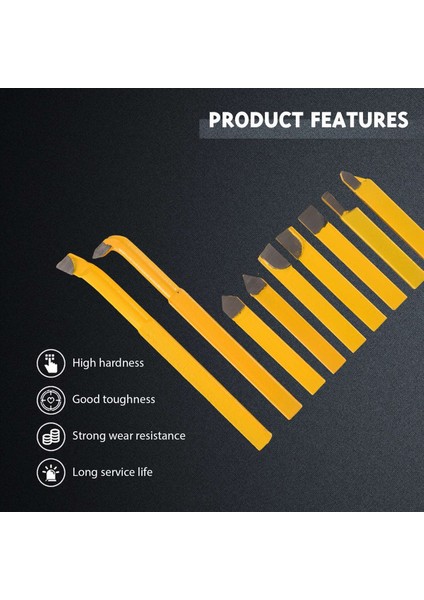 9pcs/set Yw1 Karbür Lehçeli Uçlu Uçlu Torna Kesici Aletleri 8X8MM Kana Yüksek Sertlik Döndürme Freze Kaynağı Biti (Yurt Dışından) modelleri